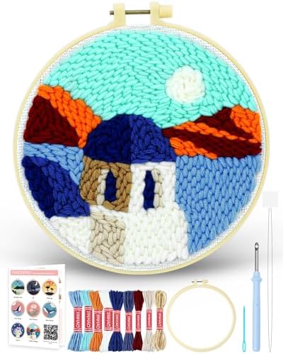 FIVEIZERO Yarn Punch Needle Craft Kit for Beginners,House Needle Punch Kit by FIVEIZERO