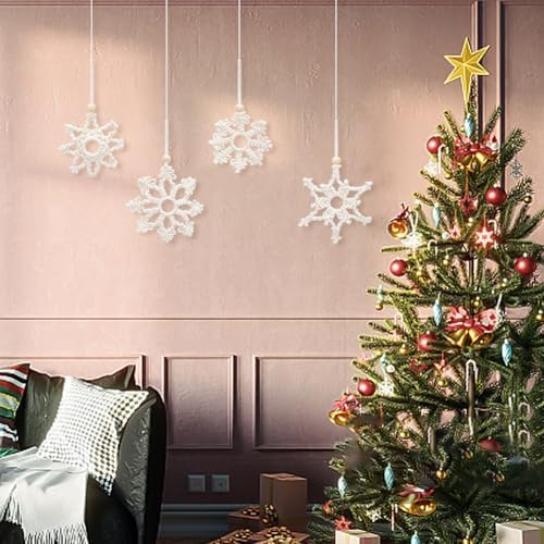 ACRNIGHEET Snowflake Christmas Macrame Kit 4PCS Boho Wall Hanging Decoration for Winter DIY Snow Macrame Kit for Adults Beginners with Step by Step Instructions - Image 7