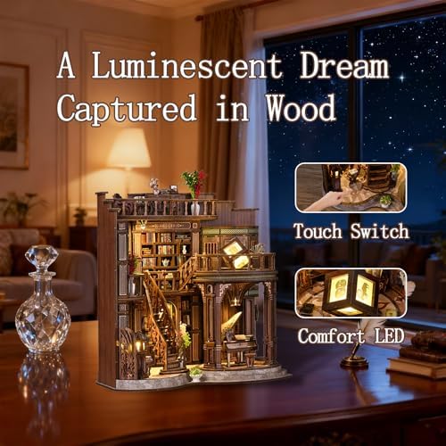 YSWOOD WORLD Book Nook Kit, DIY Miniature House 3D Wooden Puzzle for Adults - Image 5