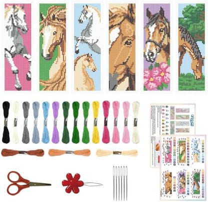 ORIGACH 6 Set Horse Cross Stitch Bookmark Kit for Beginner by ORIGACH