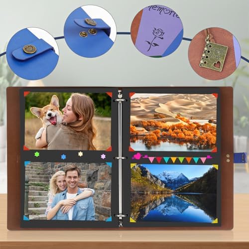 ZEEYUAN Mothers Day Gift for Mom Scrap Book Photo Album PU Leather Family ScrapBook Photo Memory Book Couples Anniversary Scrapbook Valentine's Day Gift - Image 3