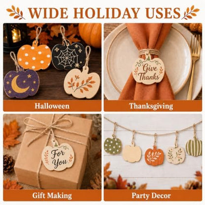 MAQIHAN Wooden Pumpkin Craft Kit 30 Pcs - Unfinished Fall Halloween Decor - Image 5