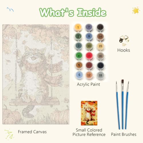 Spandrel Framed Paint by Numbers Cat Kit for Adult, Autumn Adult Paint by Number Kits on Canvas, DIY Acrylic Oil Easy Halloween Painting by Numbers Fall for Home Wall Decor, 8x12in - Image 6