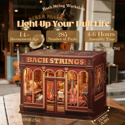 Cutefun Book Nook Kit - Musical Instrument Store Dollhouse Bookshelf Decor - Image 2