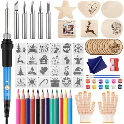Beeveer 121 Pcs Wood Burning Kit Christmas Wood Burning Pen Tool Set DIY by Beeveer