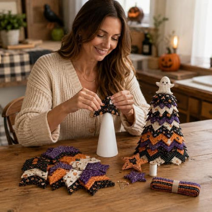 DIY Quilted Christmas Tree Kit, 3D Fabric Patchwork Craft Set for Adults & Beginners, Handmade Holiday Sewing & Tabletop Decor Project, Creative Crafting Gift Box - Image 3