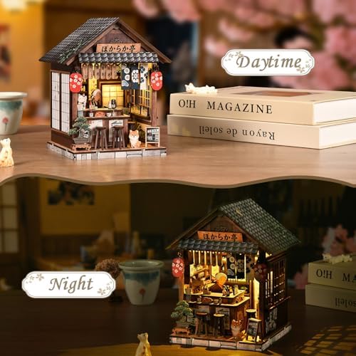 DIY Book Nook Kit with LED Light, Miniature Dollhouse, 3D Wooden Puzzle, Bookshelf Insert Decor Craft Gift (The Mellow Pub) - Image 3