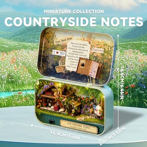 Flever Dollhouse Miniature DIY House Kit Creative Room with Furniture and Cover for Romantic Valentine's Gift(Countryside Notes) - Image 2