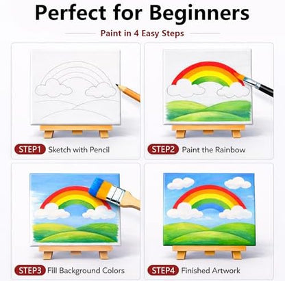 MISUMISO Acrylic Paint Kit for Beginners, 24 Colors Complete Painting Set with 4 Canvas Panels, 10 Brushes, Wooden Easel, Palette & Art Supplies, All-in-One Paint Set for Adults & Teens - Image 7