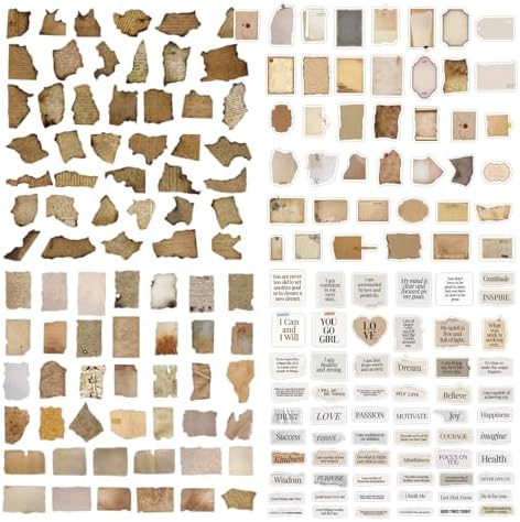 365 PCS Scrapbook Stickers Junk Journal - Old Handwritten Notes & Inspiring Quotes Torn Edge Retro Collage Stickers for Scrapbooking Journaling Home Decor Retro Enthusiasts - Image 2