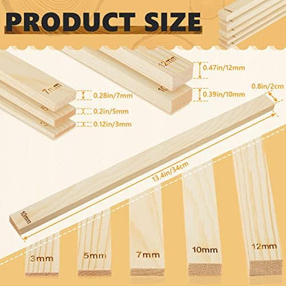 Sasylvia 10 Pcs Clay Pottery Rolling Pin Guides,5 Size,Wood Color - Image 2