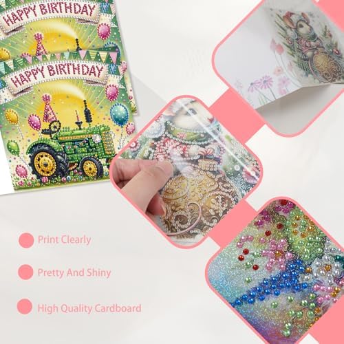 JISHSHAY 6 PCS Diamond Painting Happy Birthday Cards Car Diamond Art Greeting Cards with Envelopes Cake Gem Art Gem Painting Embroidery Kit Mosaic Kits for Adults with Special Shape Drills - Image 4