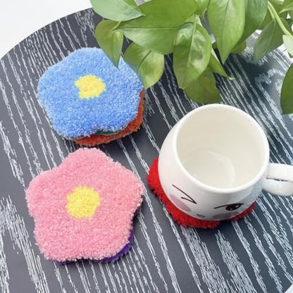 Avtytsda 6PCS Punch Needle Coaster Kit,Easy Punch Needle DIY Embroidery Set with Tools, Yarns, Hoop, Instructions Easy for Beginners, Kids, Adults, Handmade Gift and Decoration (Colorful Flowers) - Image 3