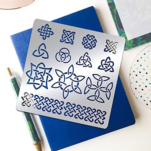 BENECREAT Celtic Metal Stencil Templates, Celtic Knot Pyrography Stencils for Painting on Wood Wall Canvas Furniture, Wood Burning, Pyrography Engraving, 6x6 inch - Image 5