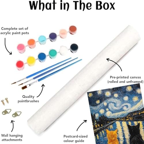Van Gogh Black Cat Paint by Numbers Kit for Adults Beginner (Without Frame) - Image 7