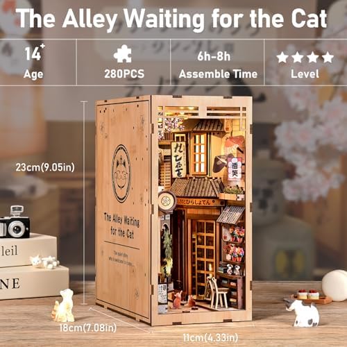 Book Nook Kit, Japanese Style Miniature Dollhouse with LED Lights - Image 2