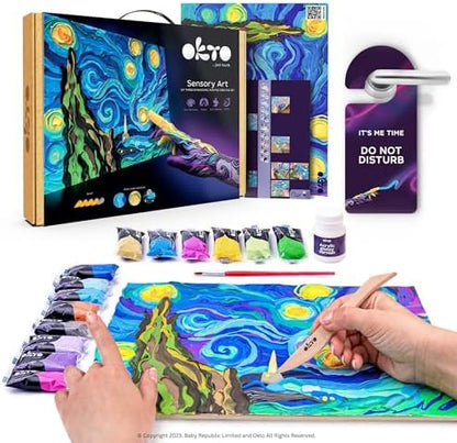 Okto Art Kit | Arts & Crafts DIY Painting with Modeling Clay Kit for Painting Painting Kits for Adults for Home Decoration | Air Dry Clay for Adults | Arts and Crafts Gifts, Blue by OKTO