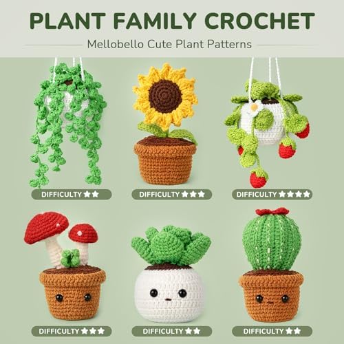 Crochet Kits for Adults Beginner Crochet Plant Kit with Video Tutorials, 6P - Image 3