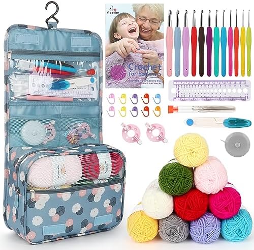 Aeelike Crochet Kit for Beginners Adults, Complete Crochet Set, Blue by Aeelikescrochetworld