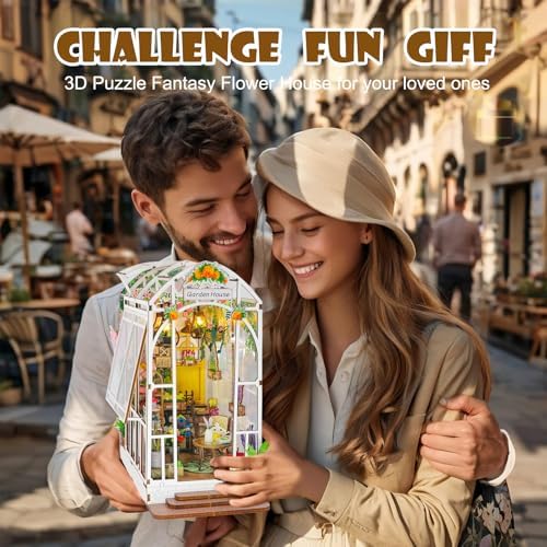 Book Nook Kit, 3D Wooden Puzzles Dollhouse with LED Light - Image 7