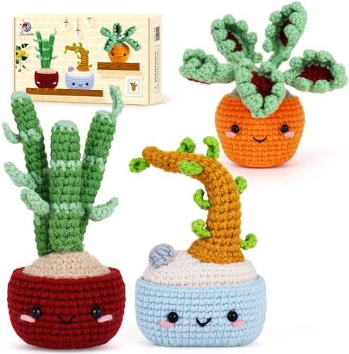 Crochetta Crochet Kit for Beginners, Beginner Crochet Kits for Adults with Step-by-Step Video Tutorials, DIY Knitting & Crocheting Craft Hobbies Supplies, Bonsai Tree Amigurumi(40%+ Yarn) by Crochetta
