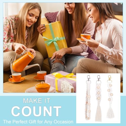 INFUNLY 8 in 1 DIY Macrame Kit All in One Macrame Kits for Adults Beginners White Macrame Wall Hanging Ornaments for Decoration Easy Macrame Keychain Kits Macrame Plant Hanger Kit with Instruction - Image 7
