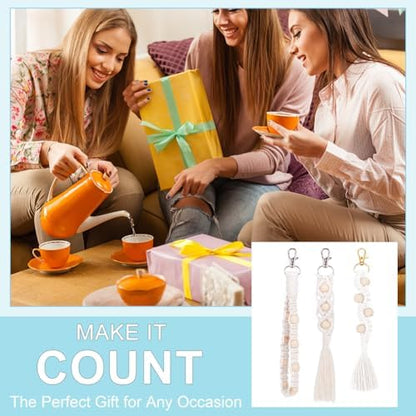 INFUNLY 8 in 1 DIY Macrame Kit All in One Macrame Kits for Adults Beginners White Macrame Wall Hanging Ornaments for Decoration Easy Macrame Keychain Kits Macrame Plant Hanger Kit with Instruction - Image 7