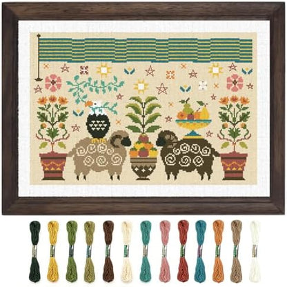 FREEBLOSS 11CT Cross Stitch Kit Stamped Cross Stitch Craft Kit with Stitching Guide for Beginners Folk Painting Embroidery Set Crossstitch Wall Hanging Set 13.8x19.7inch by FreeandCreativeCraftsArt