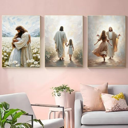 3 Pack Jesus Paint by Numbers Kit for Adults Framed Canvas, Frameworkless - Image 4