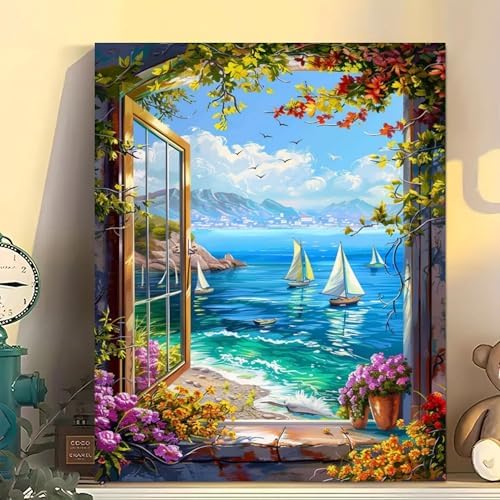 Arttoplus Beach Paint by Numbers Kit for Adults Beginner 16x20 inch - Image 3