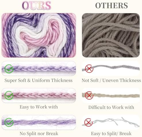 Aeelike Cake Yarn for Crocheting, Soft Ombre Crochet Yarn, Purple - Image 4