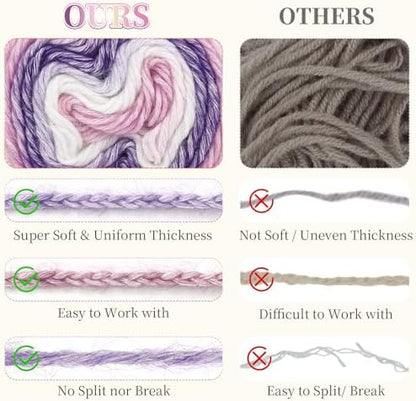Aeelike Cake Yarn for Crocheting, Soft Ombre Crochet Yarn, Purple - Image 4