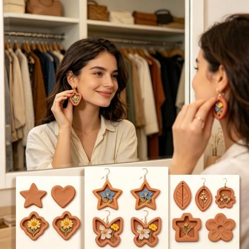 14Pcs Nature Theme Polymer Clay Cutters Set, Clay Earrings Cutters Polymer Jewelry Cutter for Earrings Making DIY Craft Supplies - Image 6