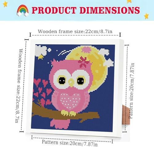 Lzyueyuan Owl Stamped Cross Stitch Kits for Beginners, Cross Stitch for Adults with Framed,Crafts for Girls 8-12 Embroidery Kit,11CT Cross-Stitch Arts and Crafts for Adults 8.7inX8.7in - Image 2