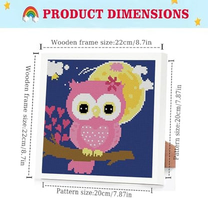 Lzyueyuan Owl Stamped Cross Stitch Kits for Beginners, Cross Stitch for Adults with Framed,Crafts for Girls 8-12 Embroidery Kit,11CT Cross-Stitch Arts and Crafts for Adults 8.7inX8.7in - Image 2