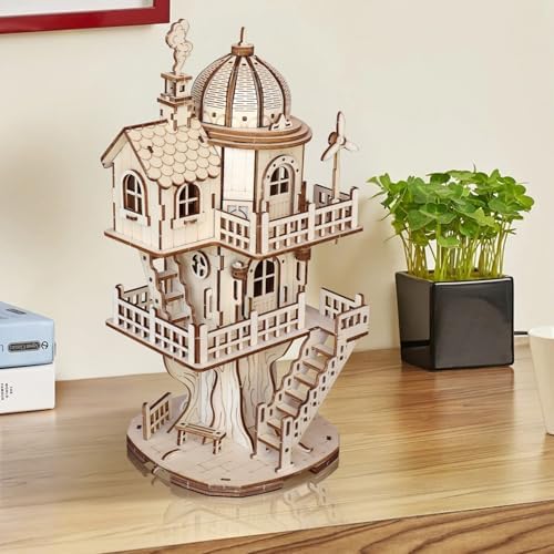 3D Wooden Puzzle for Adults, DIY Creative Circular Treehouse Model Kit - Image 6