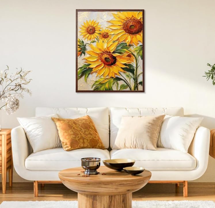 Thick Texture Sunflowers Paint by Numbers Kit for Adults Beginner 24colors 16x20 inch Without Framed - Image 3