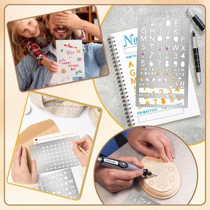 6PCS Planner Stencils, Metal Journal Stencil for Wood Burning - Image 7