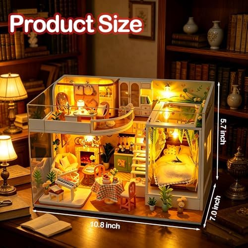 DIY Miniature House Kit w/Dust Cover, Flower Miniature Dollhouse Kits - Image 2