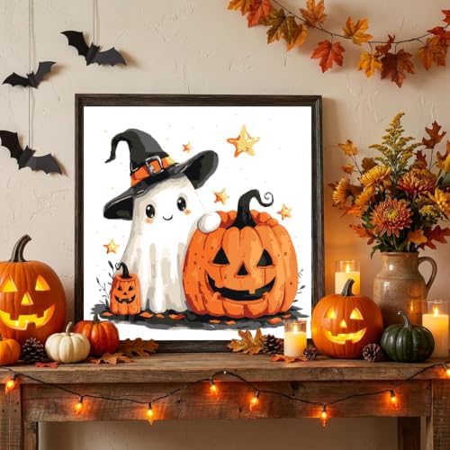 Halloween Ghosts Paint by Numbers Kit for Adults, DIY Oil Painting 10x10In - Image 2