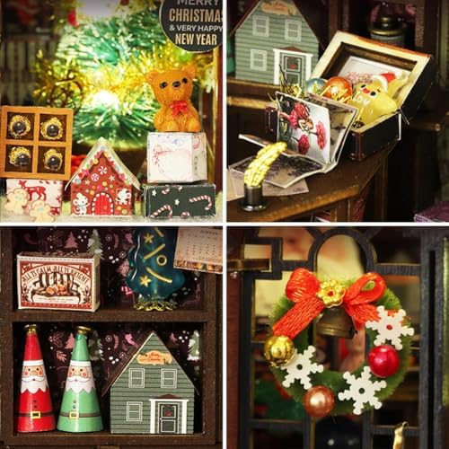 DIY Miniature Dollhouse Kit, Wooden Dollhouse Kit Miniature House Kit with LED Light,Creative Room Idea for Adults Christmas Doll House DIY Kit - Image 5
