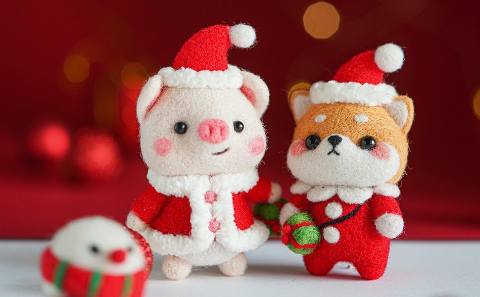 Wizardi Beginner Needle Felting Kit for Adults - Puppy in Christmas Costume. Animal Felting Kit 6.8x4.5x4cm. Felting Tools. Wool Felting Supplies. Felt Crafts. Wool Felt. F07N8-W151 - Image 3