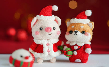 Wizardi Beginner Needle Felting Kit for Adults - Puppy in Christmas Costume. Animal Felting Kit 6.8x4.5x4cm. Felting Tools. Wool Felting Supplies. Felt Crafts. Wool Felt. F07N8-W151 - Image 3