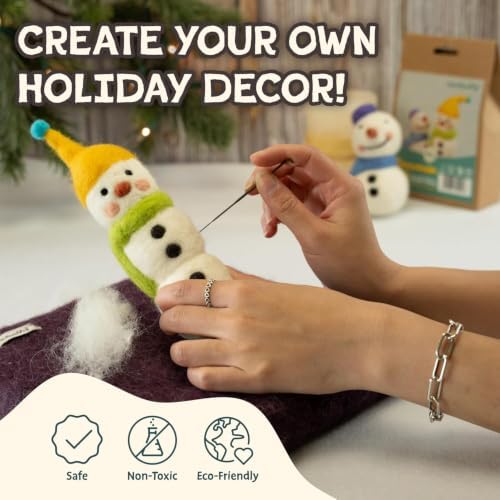 Woolbuddy Needle Felting Starter Kit (Snowman) for Adults with Tool & Guide - Image 4