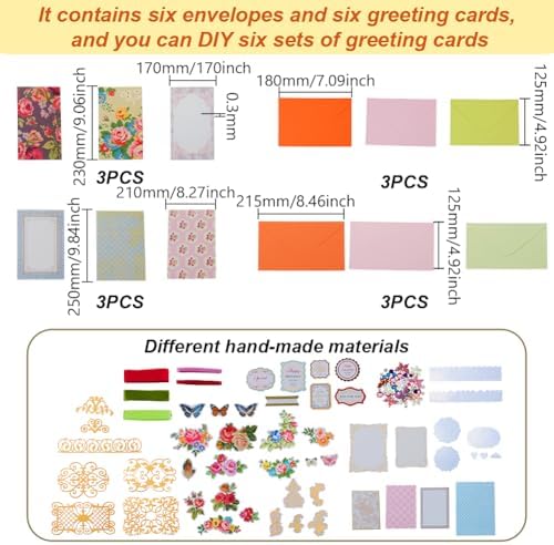 AHANDMAKER Handmade Greeting Card Making Kits, DIY Thank You Card Set Flowers Theme Paper Envelopes Cards Stickers for Christmas Thanksgiving Mother's Day Birthday Gifts Crafts Decorations - Image 2