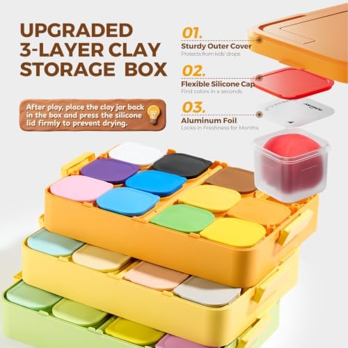 Jar Melo Air Dry Clay for Kids 36 Colors Modeling Clay Kit with Storage Box - Image 4