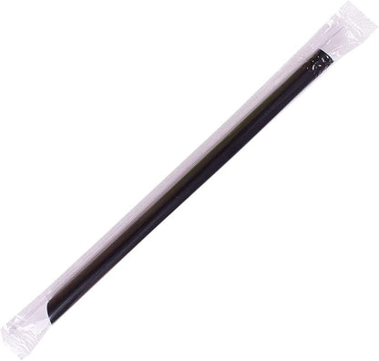 Karat [1,600 ct] 9" Boba Straws (0.39" Diameter), Individually Wrapped, Diagonal Cut | Black