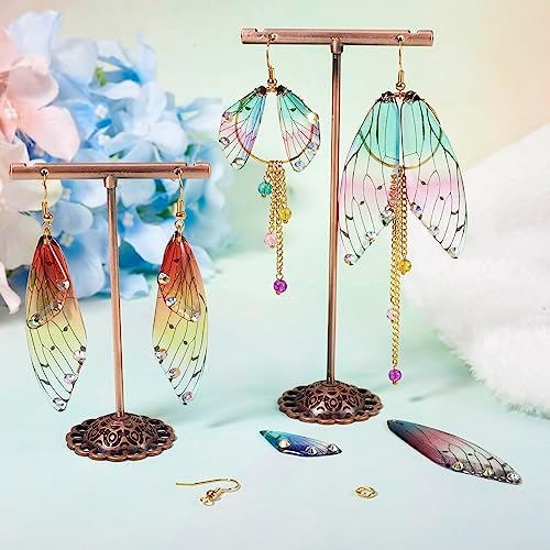 FASHEWELRY 16Pcs Resin Dragonfly Wing Earring Charms Rainbow Butterfly Wing Pendants Colorful Fairy Wings Charms with Earring Hooks Jump Rings for Jewelry Making - Image 2