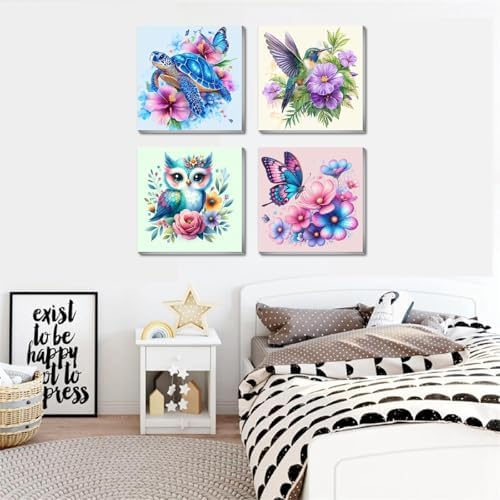 Canrichshop 4 Pack Framed Paint by Numbers Kit for Adults Beginner & Ages Over 12,Animals Paint by Number Kits, DIY Number Painting for Adults Flowers for Decor Present 8X 8 inch - Image 5