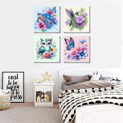 Canrichshop 4 Pack Framed Paint by Numbers Kit for Adults Beginner & Ages Over 12,Animals Paint by Number Kits, DIY Number Painting for Adults Flowers for Decor Present 8X 8 inch - Image 5